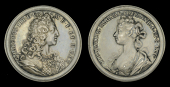 Marriage of James III and Princess Clementina 1719, silver medal by O. Hamerani, 48mm (MI ii, 445/52) good very...