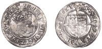 Henry VIII (1509-1547), First coinage, Groat, mm. castle, reads agl z fra, double saltire stops after dev’ and...