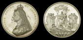 Jubilee 1887, silver medal by J. E. Boehm and F. Leighton, 77mm (Eimer 1733) the official Royal Mint issue in its...
