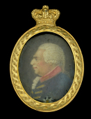 George III, oval portrait miniature of the King in military uniform wearing the star of the Order of the Garter,...