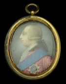 George III, oval portrait miniature of the King in military uniform wearing the sash and star of the Order of the...