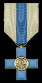 Italian States, Duchy of Savoy, Civil Order of Merit, Knight’s breast badge, 36mm, silver-gilt and enamel,...