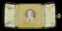 Victoria, oval portrait miniature of the youthful Queen wearing décolleté white dress with George IV’s State...