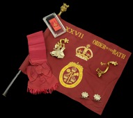 Order of the Bath, G.C.B. full dress silk sash attributed to Lord John Elphinstone (1807-60, appointed G.C.B. in...
