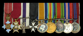 The mounted group of nine miniature dress medals worn by Surgeon Vice-Admiral Sir Cyril May, K.B.E., C.B., K.St.J.,...