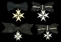 The Order of St. John of Jerusalem, Officer’s (Sister’s), shoulder badge, silver and enamel, all on lady’s bow...