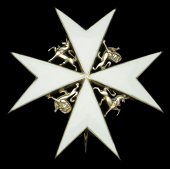 The Order of St. John of Jerusalem, Knight of Grace breast Star, silver and enamel, with heraldic beasts in angles,...