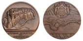 MONACO, Principauté de Monaco, 1943, a bronze medal by P. Turin, view of the principality, rev. aerial map,...