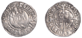 Henry VII (1485-1509), Profile issue, Halfgroat, York, Abp Bainbridge, mm. martlet, keys below shield, reads henric,...