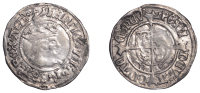 Henry VII (1485-1509), Profile issue, Halfgroat, York, Abp Bainbridge, mm. martlet, keys below shield, reads henric,...