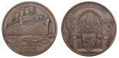 ENGLAND, Maiden Voyage of the RMS Queen Mary, 1936, a bronze medal by G. Bayes for the Royal Mint, liner under...