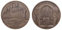 ENGLAND, Maiden Voyage of the RMS Queen Mary, 1936, a bronze medal by G. Bayes for the Royal Mint, liner under...