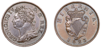 George IV (1820-1830), Halfpenny, 1823 (S 6624). Prettily toned, about extremely fine	 £70-£90