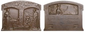 FRANCE, Centenaire de la Société Medico-Chirurgicale, c. 1905, an Art Nouveau bronze award plaque by P.-A. Morlon,...