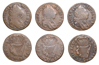 Group Lots, William III, Halfpence (3), all 1696, type I (DF 498; S 6598) [3]. Fair to fine	 £50-£70