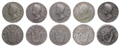 Group Lots, George II, Halfpence (5), 1750, 1751 (2), 1753, 1760 (S 6606, 6610) [5]. Fine to very fine	 £100-£120