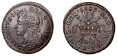 James II (1685-1691), Gunmoney coinage, Sixpence, 1689 July., stop after mark of value, 3.72g/12h (Withers 22/23; S...