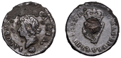 James II (1685-1691), Pewter coinage, Halfpenny, 1690, type II, 4.51g/11h (DF 485; S 6592). Brass plug with some...