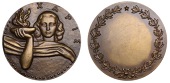 FRANCE, Chiaris [Happiness], c. 1945, an Art Déco bronze award medal by G. Guiraud, facing head of female holding a...