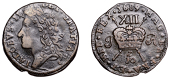 James II (1685-1691), Gunmoney coinage, Shilling, 1689 rJO, 4.70g/12h (Withers 45/47; S 6581L). Dark patina, fine	...