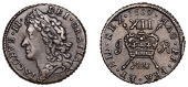 James II (1685-1691), Gunmoney coinage, Shilling, 1689 Mar, 6.56g/6h (Withers 8/7; S 6581O). Attractive brown...