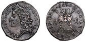 James II (1685-1691), Gunmoney coinage, Shilling, 1690 Apr., 5.33g/12h (Withers 1/2; S 6581Q). Dark patina, good...