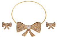 A diamond necklace and ear clip suite by David Graham, the sprung wirework collar centred with a detachable bow,...