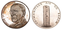 Medallions, Death of Eamon de Valera, 1975, a silver medal by Spink, bust three-quarters left, rev. Ogham stone...