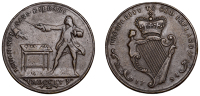 Medallions, Irish Surplus Dispute, 1755, a copper medal by J. Roche, crown Irish harp dividing date below, rev. Earl...