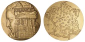 FRANCE, France Touristique [Tourist France], 1953, a gilt-bronze medal by P. Turin, head of Marianne to left, on...