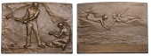 AUSTRIA, Durchschlag des Wocheinertunnels [Breakthrough of the Wocheiner Tunnel], 1904, a bronze plaque by J.H....