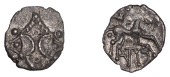 British Iron Age, ICENI, Antedios (c. AD 10-30), silver Half Unit, Mini Anted type, back-to-back open crescents...