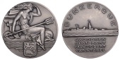 FRANCE, Lancement du croiseur Dunkerque [Launch of the Battleship Dunkerque], 1935, an Art Déco plated bronze medal...