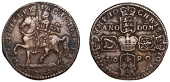 James II (1685-1691), Gunmoney coinage, Crown, 1690, rev. reads vict ore., no stop after trivmpho, 14.11g/1h...