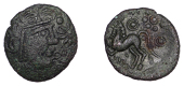 British Iron Age, TRINOVANTES, Dubnovellaunos (c. 5 BC - AD 10), bronze Unit, Crescent Head type, chubby-cheeked...