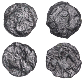 British Iron Age, NORTH EAST THAMES, Uninscribed issues, bronze Units (2), North Thames Serpent type, serpent, head...