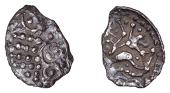 British Iron Age, BELGAE, Uninscribed issues, silver Unit, Hampshire Thin Silver type, complex wreath-based pattern...
