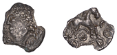 British Iron Age, CATUVELLAUNI, Addedomaros (c. 45-25 BC), silver Unit, Addedomaros Dreadlocks type, head left, big...