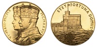 George V, Silver Jubilee, 1935, a gold medal by P. Metcalfe, conjoined crowned busts of king and queen left, rev....