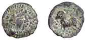 British Iron Age, CATUVELLAUNI, Tasciovanus (c. 25 BC - AD 10), bronze Unit, Jugate type, two bearded heads right,...