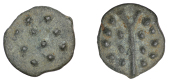British Iron Age, DUROTRIGES, Uninscribed issues, cast bronze Unit, Hengistbury Multi Dots type, spike through...