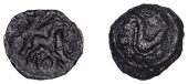 British Iron Age, NORTH EAST THAMES, Uninscribed issues, bronze Unit, North Thames Serpent type, serpent, head...
