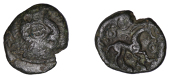 British Iron Age, NORTH EAST THAMES, Uninscribed issues, bronze Unit, Two Boars type, two opposed boars, four-spoked...