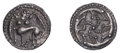 Early Anglo-Saxon Period, Sceatta, Secondary Series S, type 47, c. 710-60, Centauress standing left, with prominent...