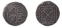Early Anglo-Saxon Period, Sceatta, Secondary Series, Eclectic Issue, c. 710-60, voided cross ancrée [formed of four...