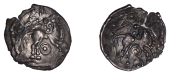 British Iron Age, CATUVELLAUNI, Addedomaros (c. 45-25 BC), silver Half Unit, Sudbury Horses type, horse right,...