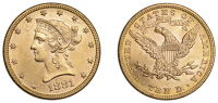 United States of America, Ten Dollars, 1881, Philadelphia (KM 102). About extremely fine	 £1,200-£1,500