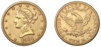 United States of America, Ten Dollars, 1901s, San Francisco (KM 102). Good very fine	 £1,200-£1,500