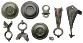 British Iron Age, Romano-Celtic, European early 1st century AD, bronze cart/chariot fittings (8), comprising two...