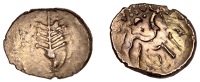 British Iron Age, DOBUNNI, Anted (c. AD 20-43), gold Stater, Anted Rig type, Dobunnic tree emblem, pellet at base,...